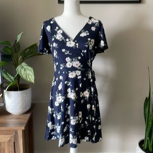 Floral Faux Wrap Dress